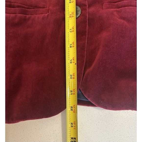 ModCloth Red Velvet Blazer Woman SZ XL Pockets & 2 Fancy Metal Buttons Bohemian - Picture 13 of 13